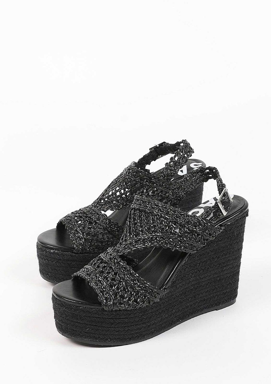 Sacha Wedge Heel Sandals - Black