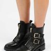 Sacha Biker Boots With Buckles - Black