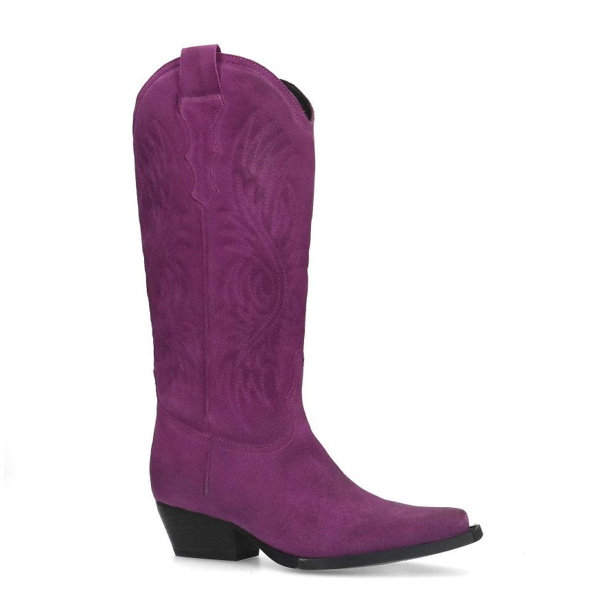 Sacha Suede Cowboy Boots - Purple