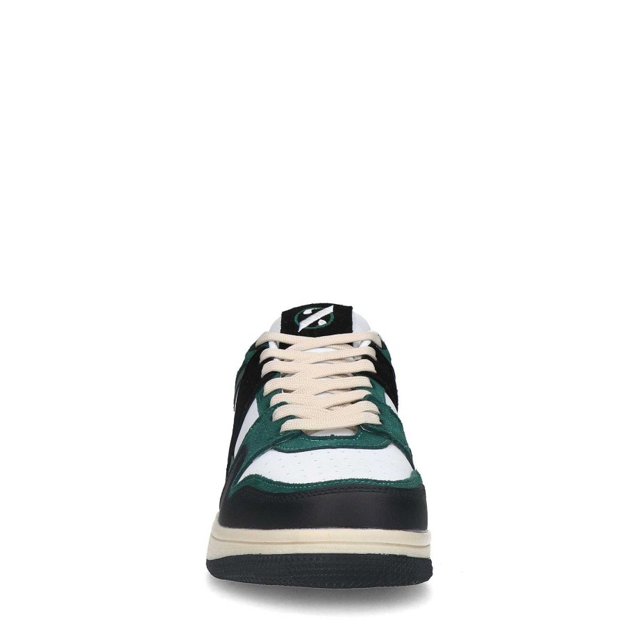 Sacha Leather Sneakers With Suede Details - Dark Green