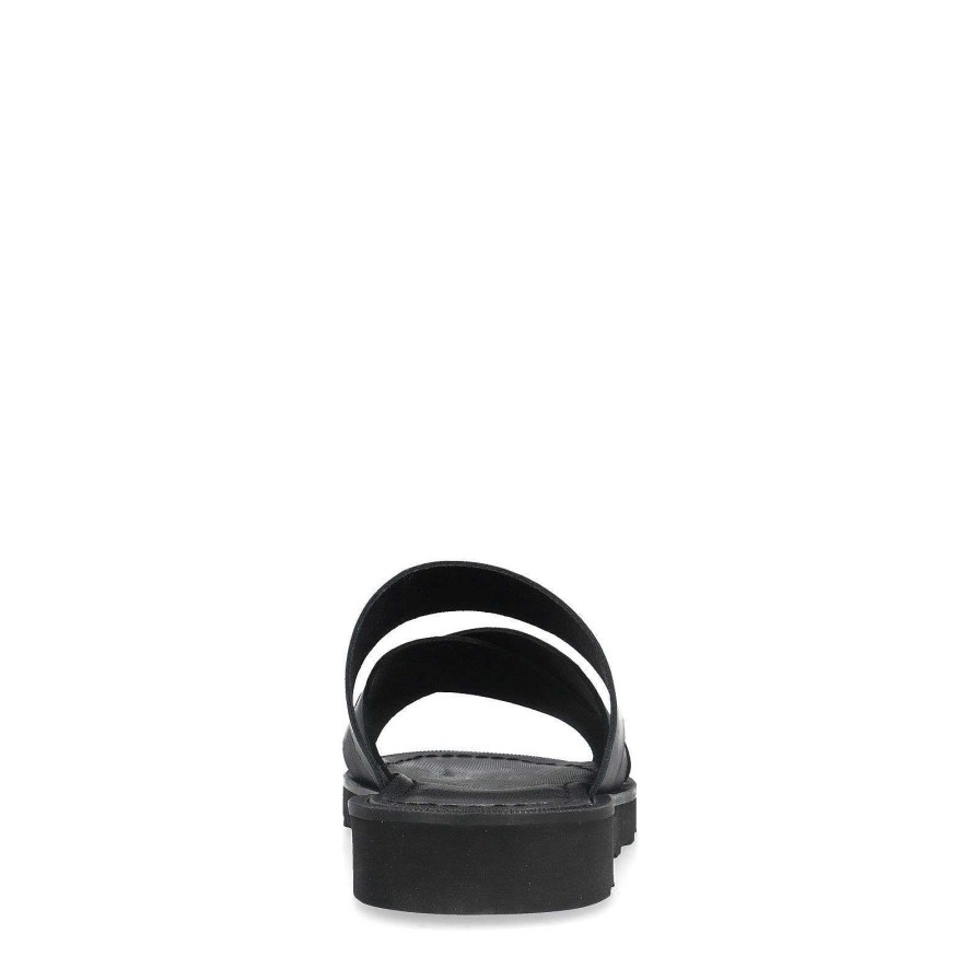 Sacha Leather Slides - Black