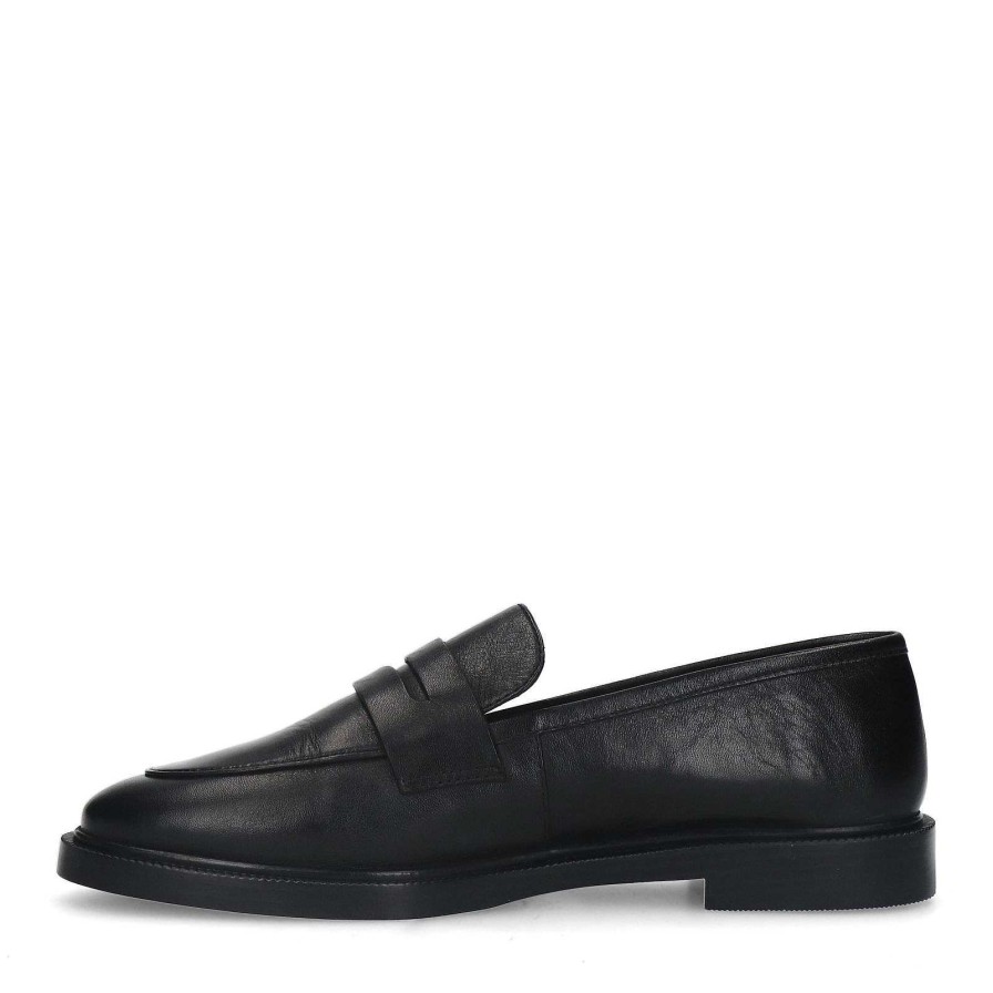 Sacha Leather Penny Loafers - Black