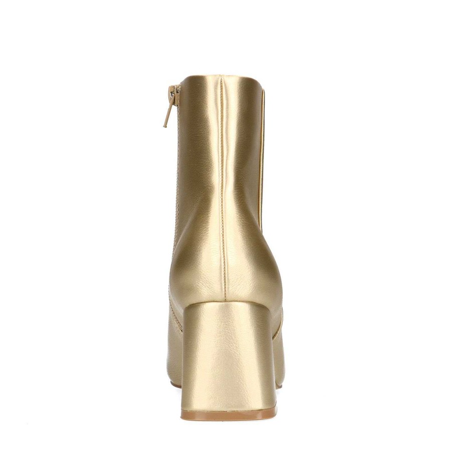 Sacha Cuban Heel Ankle Boots - Gold