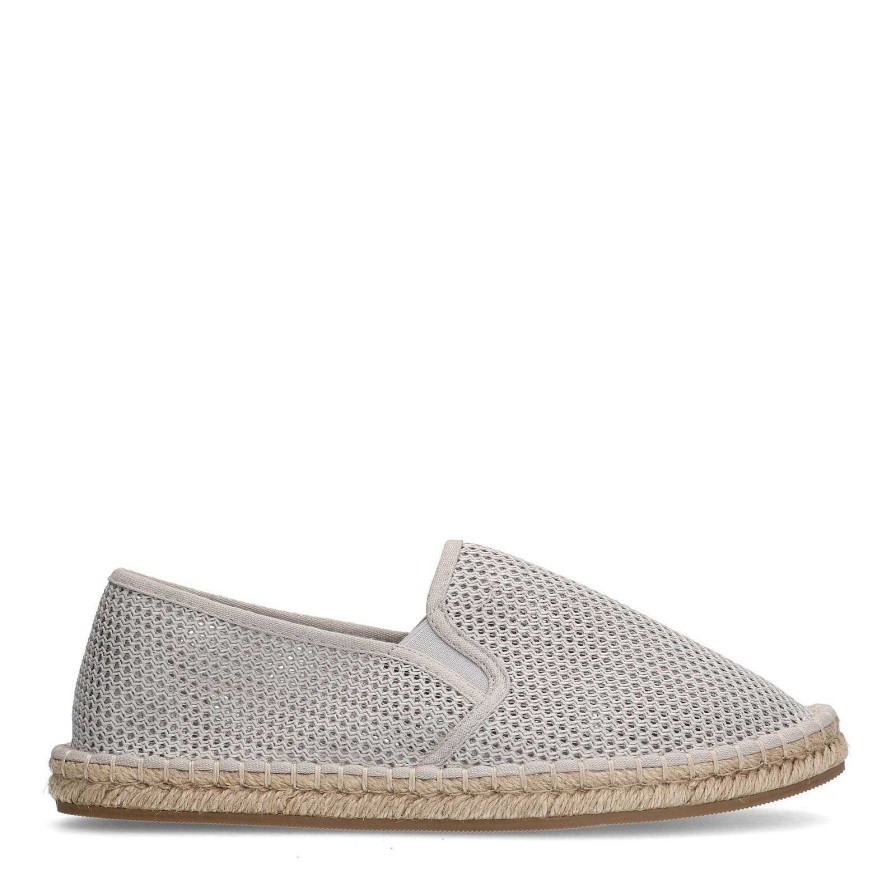 Sacha Mesh Loafers With Rope Sole - Gray