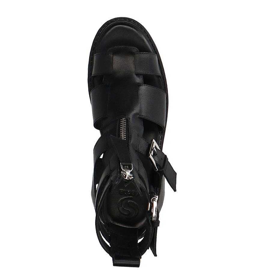 Sacha Chunky Leather Sandals - Black