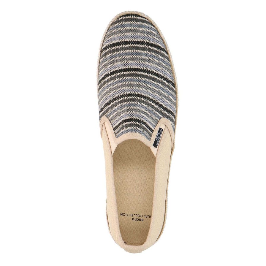 Sacha Canvas Loafers With Stripes - Gray