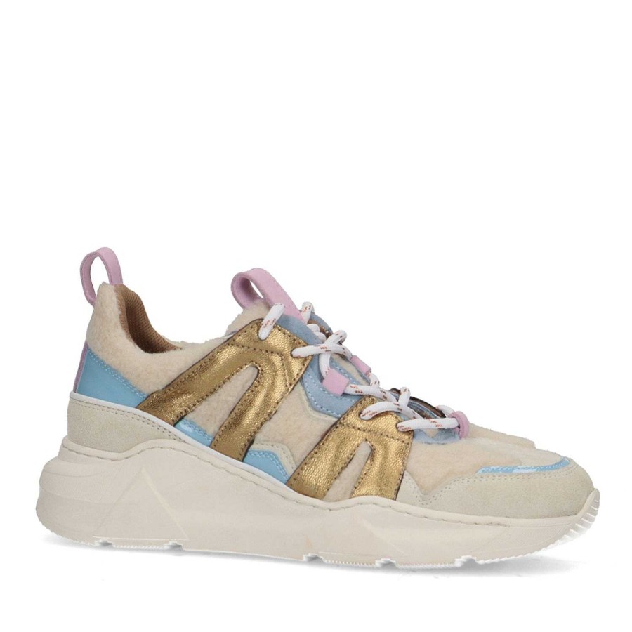 Sacha Sneakers With Fluffy And Colorful Details - Beige