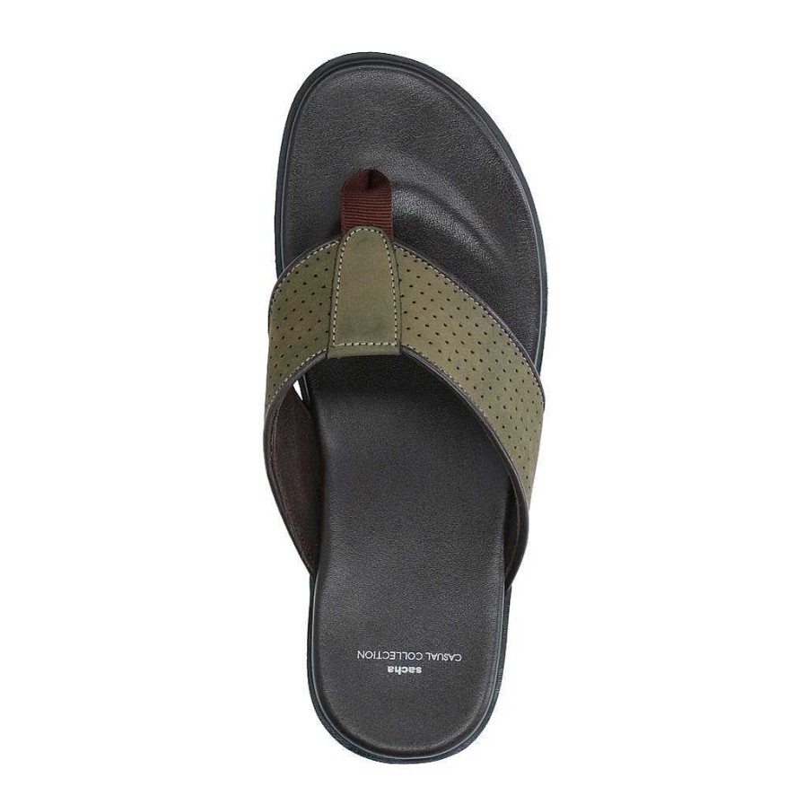 Sacha Nubuck Flip Flops - Olive Green