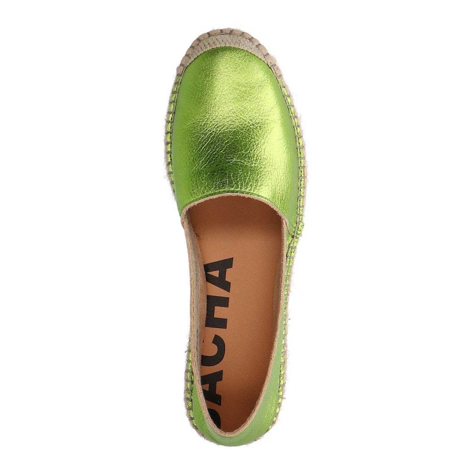 Sacha Metallic Leather Espadrilles - Green