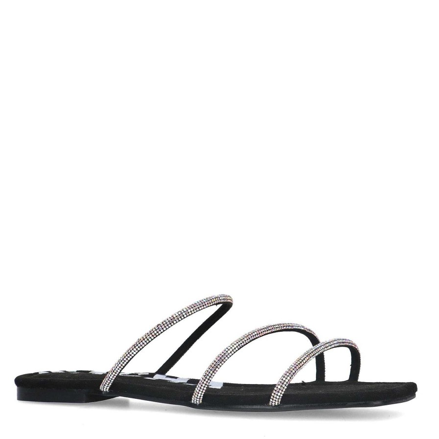 Sacha Sandals With Rhinestone Straps - Black