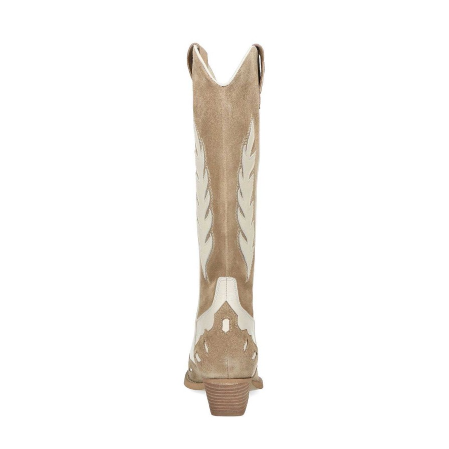 Sacha Leather Cowboy Boots With Details - Beige