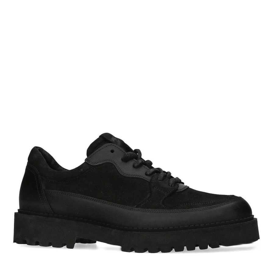 Sacha Suede Sneakers With Chunky Sole - Black