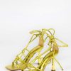 Sacha Metallic Funnel Heel Sandals - Lime Green