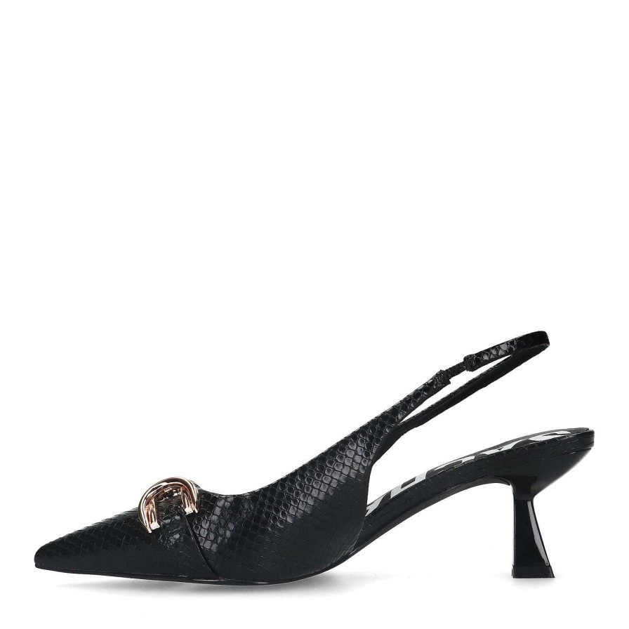 Sacha Slingback Pumps With Chain - Black