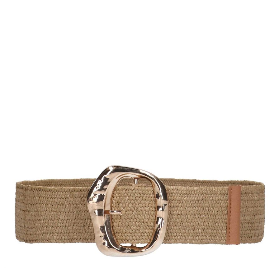 Sacha Raffia Belt With Buckle - Light Brown