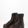 Sacha Leather Boots With Faux Fur - Brown