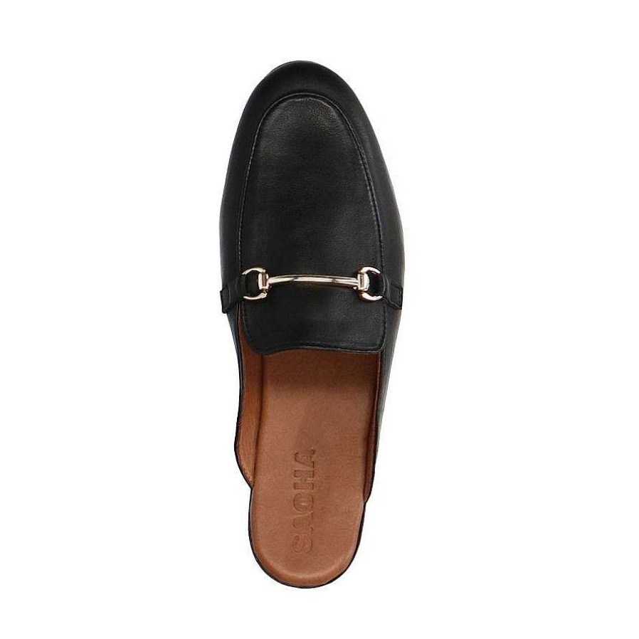 Sacha Leather Slip-On Loafers - Black