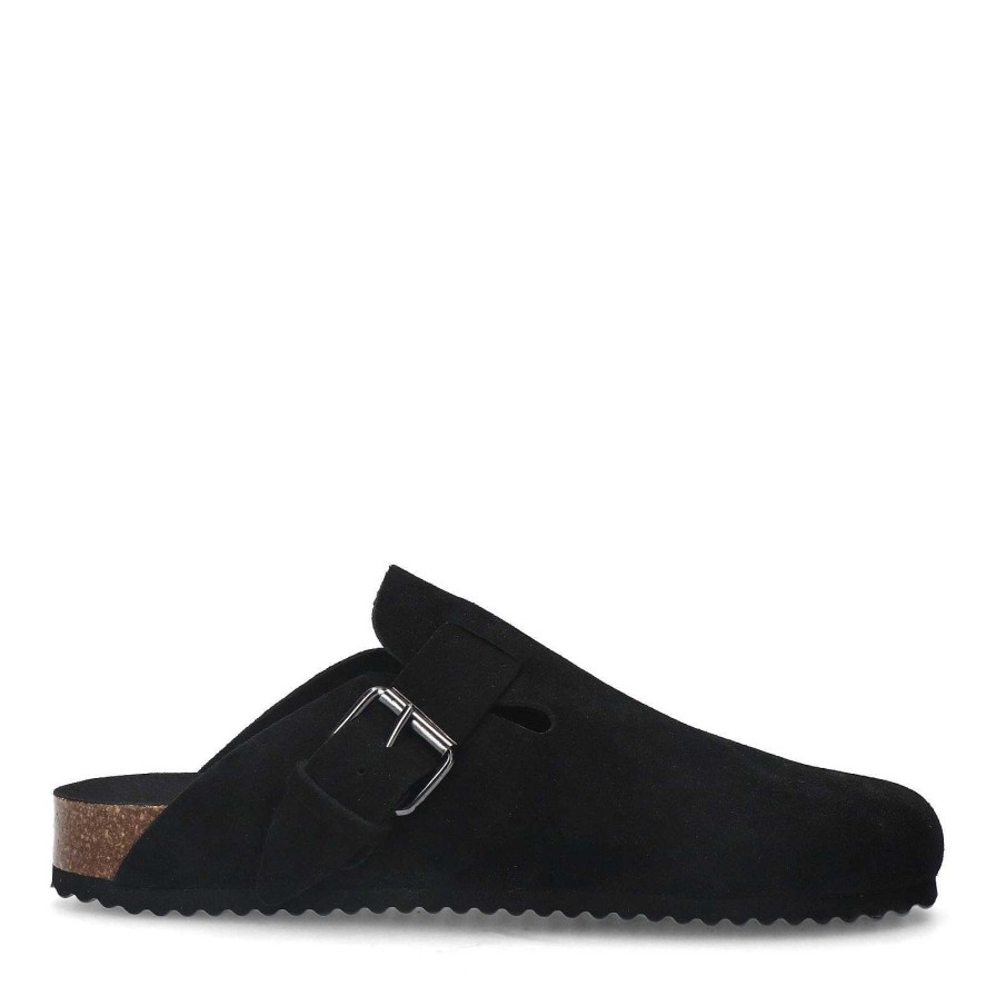 Sacha Suede Clogs - Black