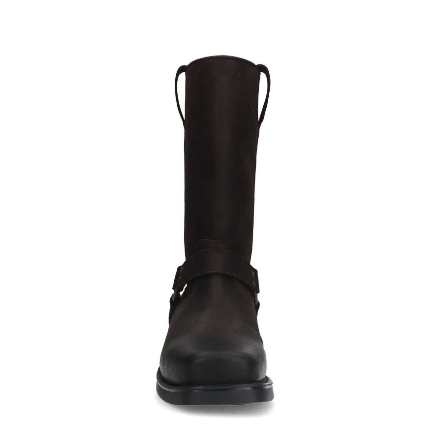 Sacha Leather Biker Boots - Dark Brown