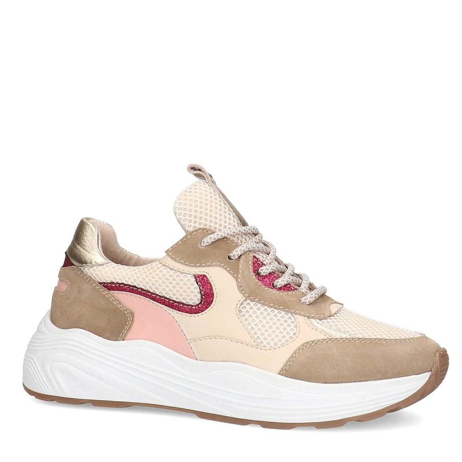 Sacha Suede Sneakers With Details - Beige