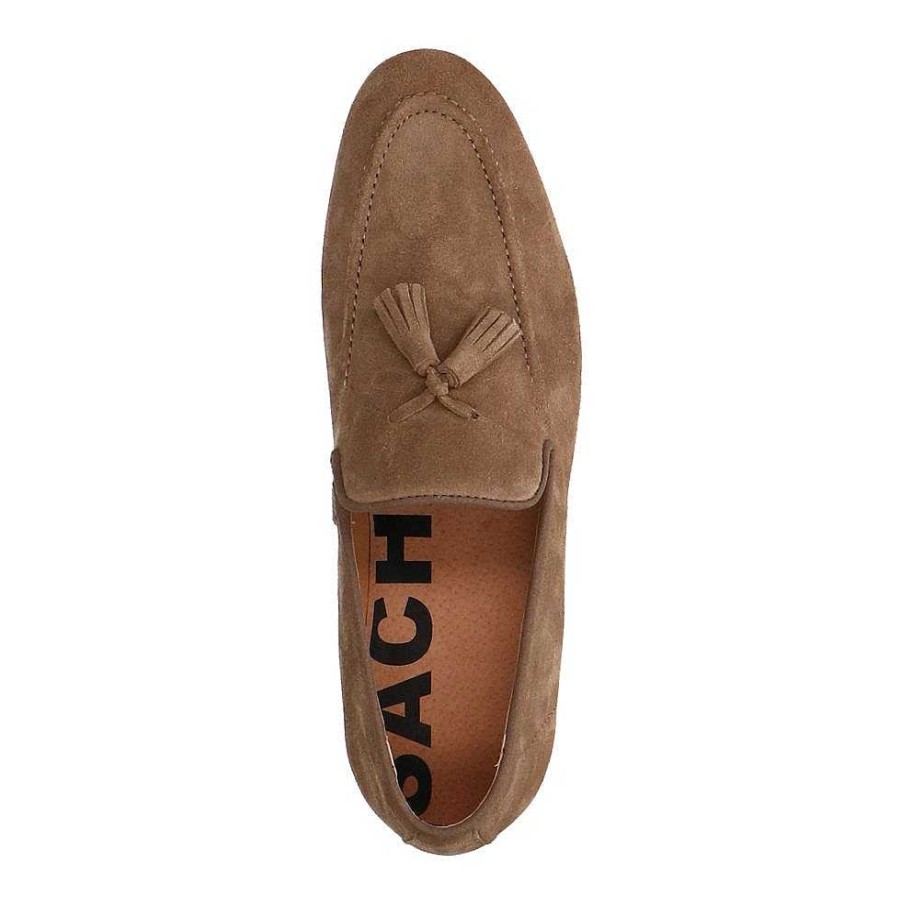 Sacha Suede Loafers With Fringed Tassels - Taupe