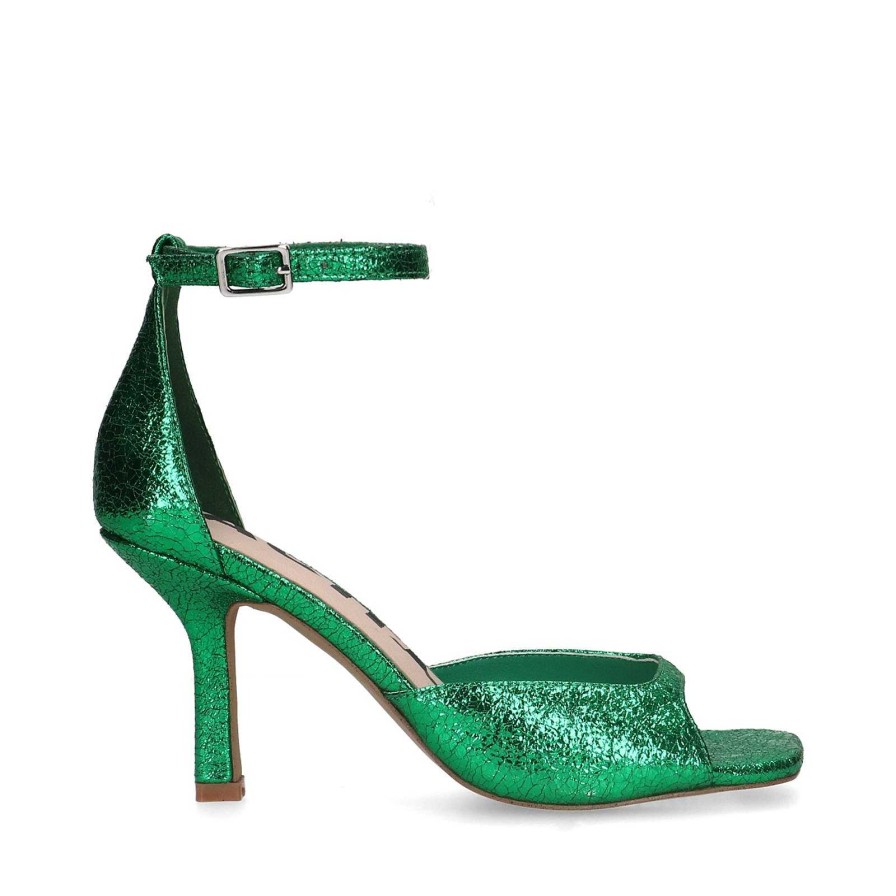 Sacha Metallic Heeled Sandals - Green