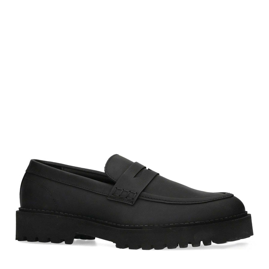 Sacha Matte Penny Loafers - Black