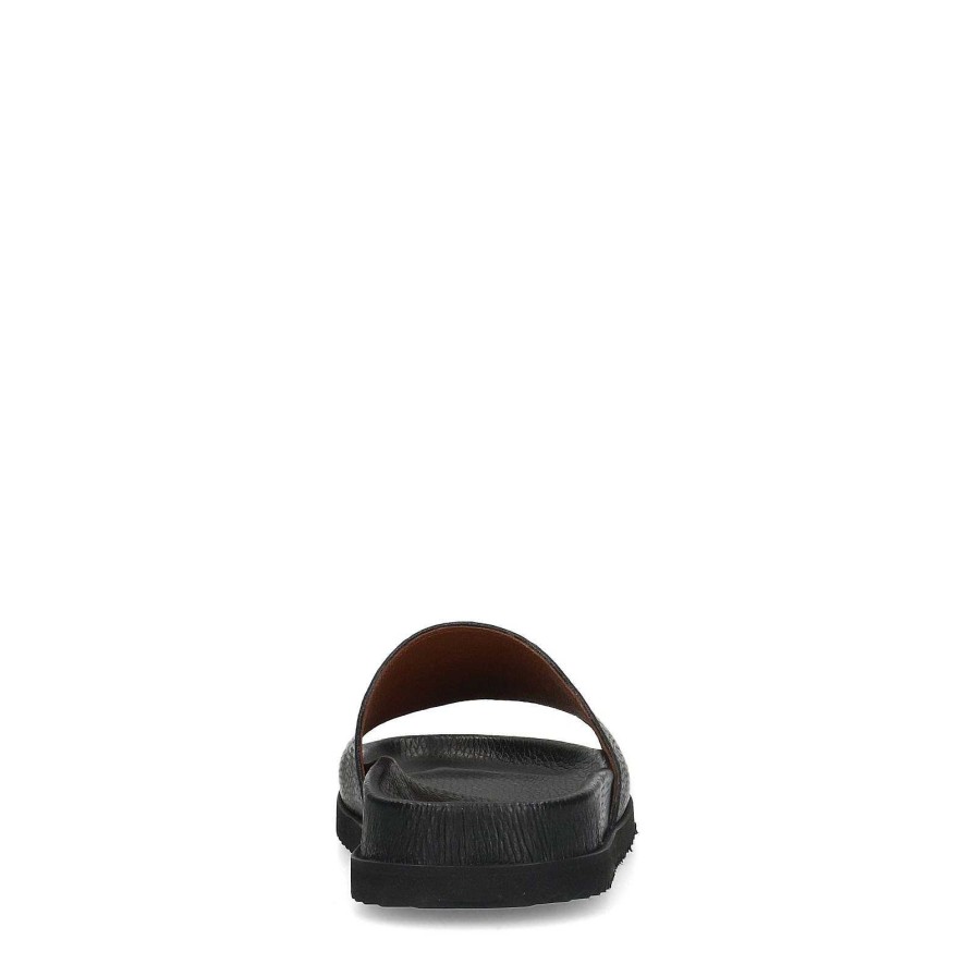 Sacha Leather Slides - Black