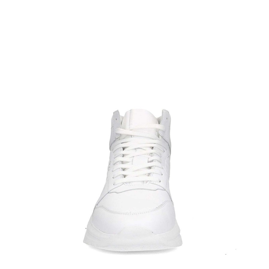 Sacha High Top Leather Sneakers - White