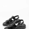 Sacha Chunky Leather Sandals - Black