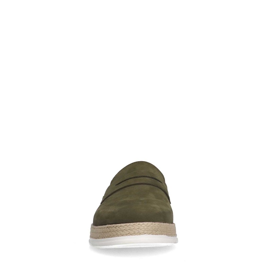 Sacha Nubuck Loafers - Olive Green