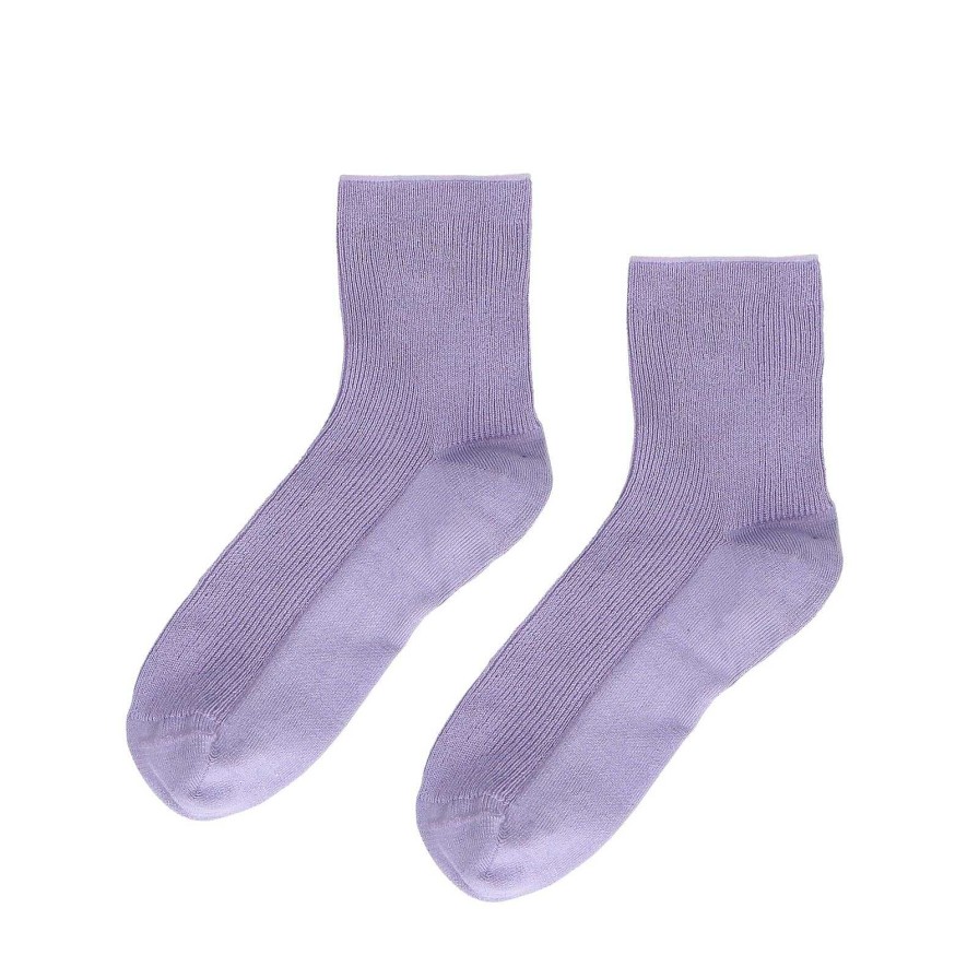 Sacha Socks With Cotele Pattern - Lilac