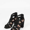 Sacha Open Toe Open Toe Textile Pumps - Black