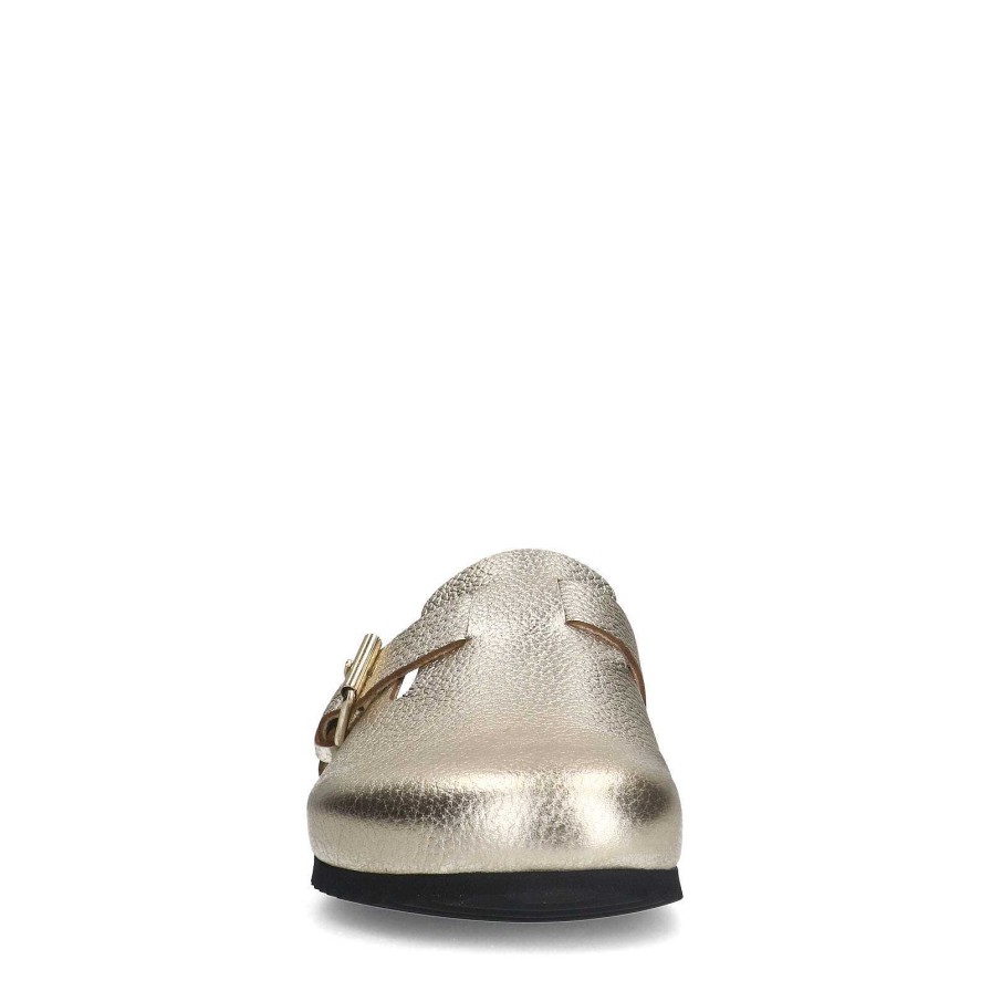 Sacha Leather Clogs - Gold