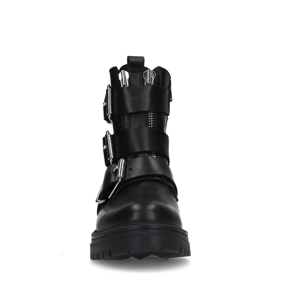 Sacha Biker Boots With Buckles - Black