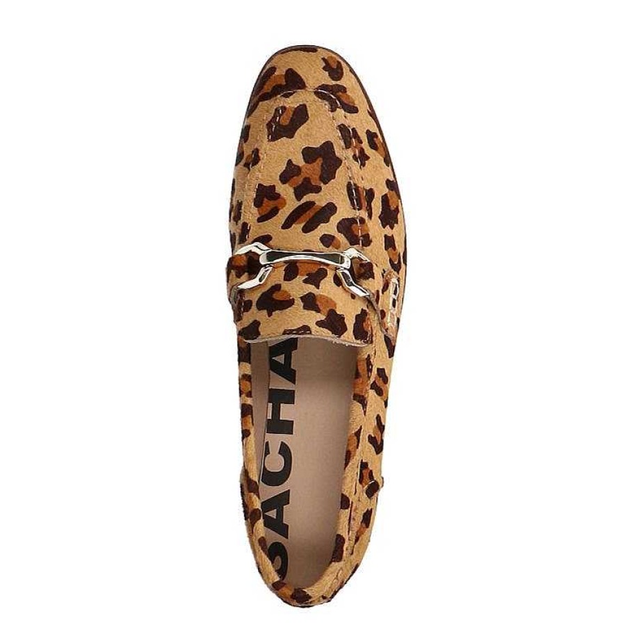 Sacha Leopard Print Leather Loafers With Buckle