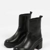 Sacha Heeled Leather Ankle Boots - Black