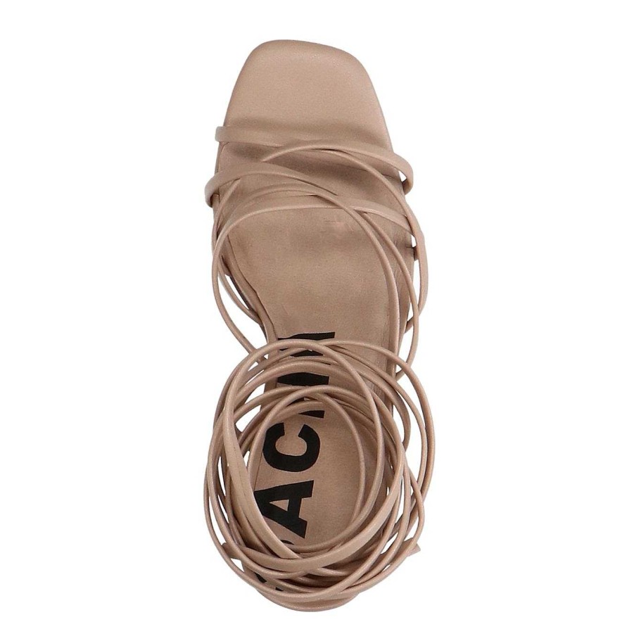 Sacha Heeled Sandals With Tie Laces - Beige