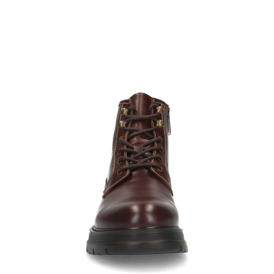 Sacha Lace-Up Leather Boots - Burgundy