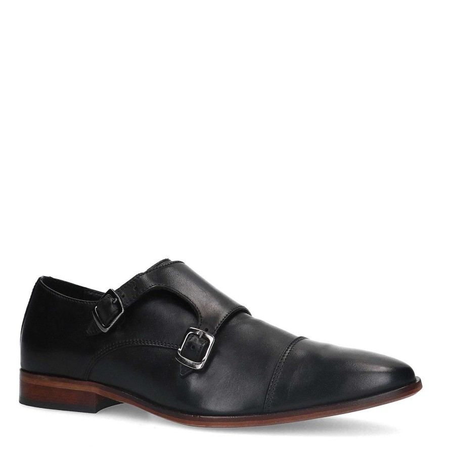 Sacha Leather Buckle Shoes - Black