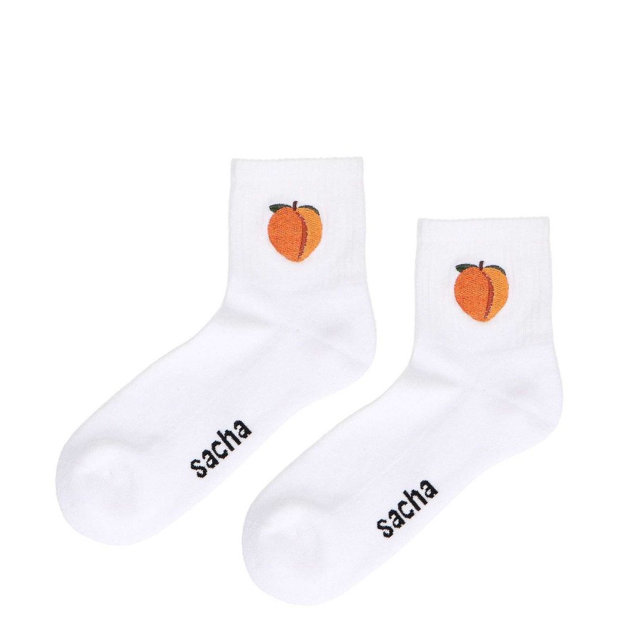 Sacha Sports Socks With Peach - White