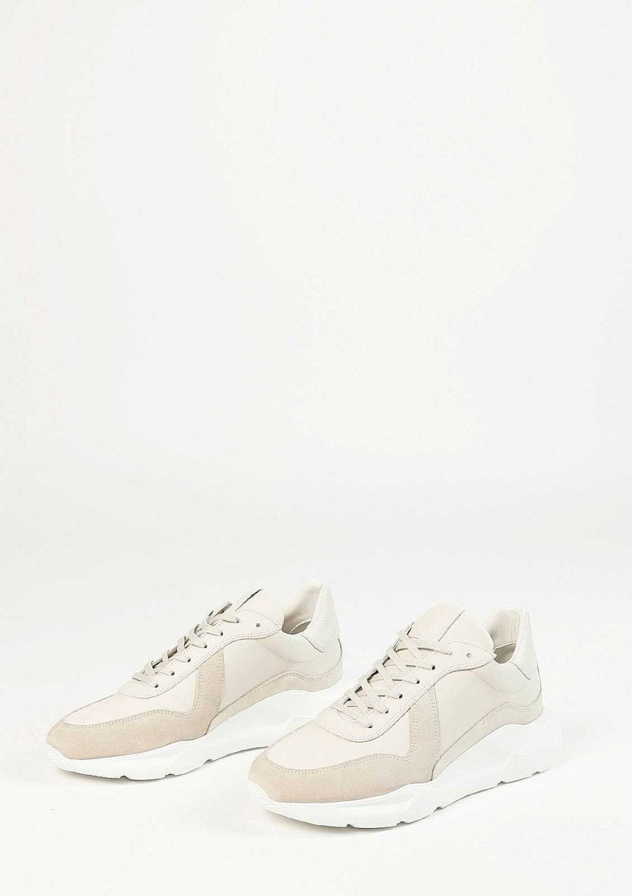 Sacha Leather Sneakers With Suede Details - Beige