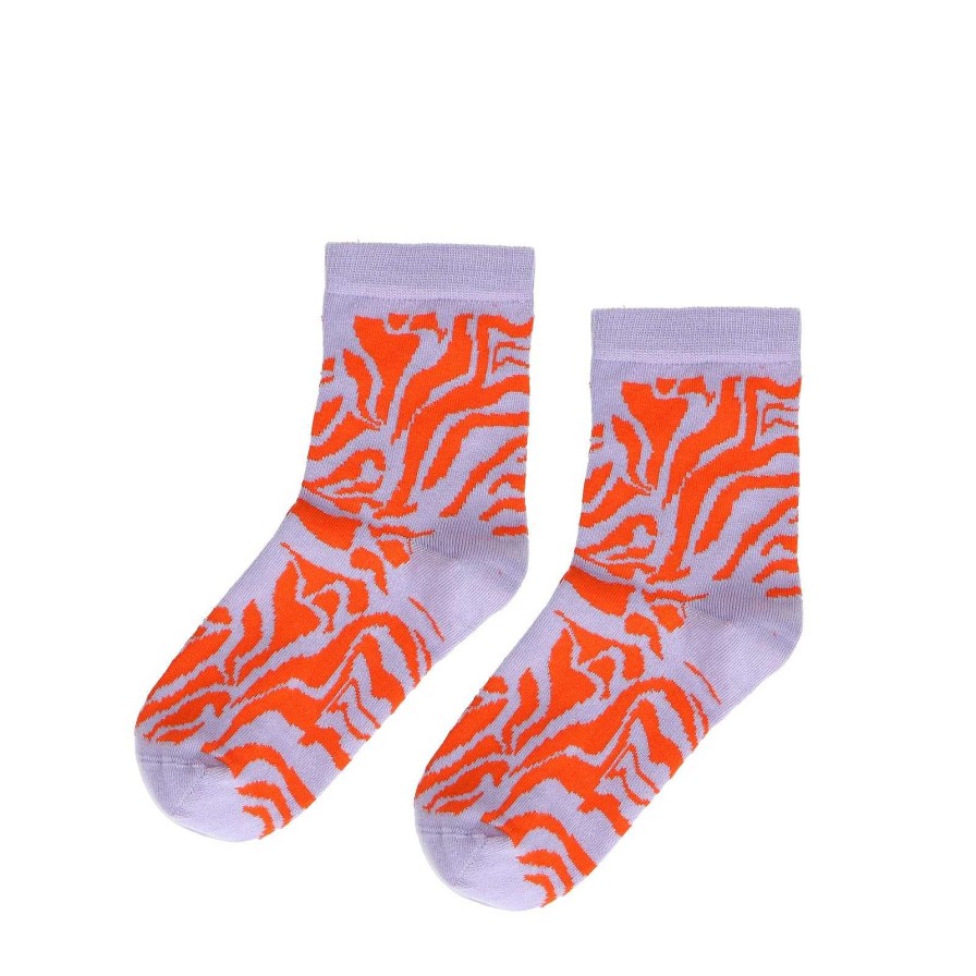 Sacha Socks With Zebra Print - Lilac