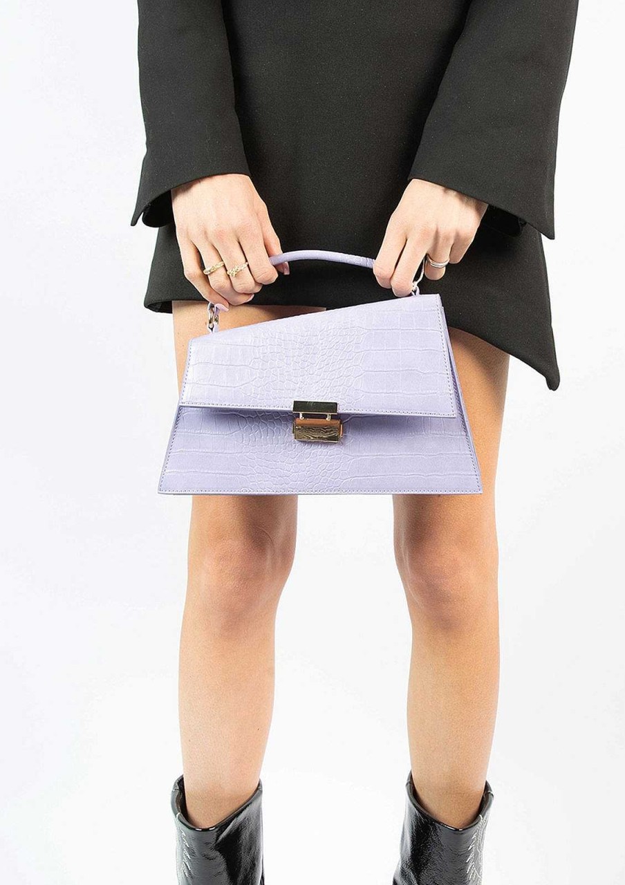 Sacha Crocodile Handbag With Details - Lilac