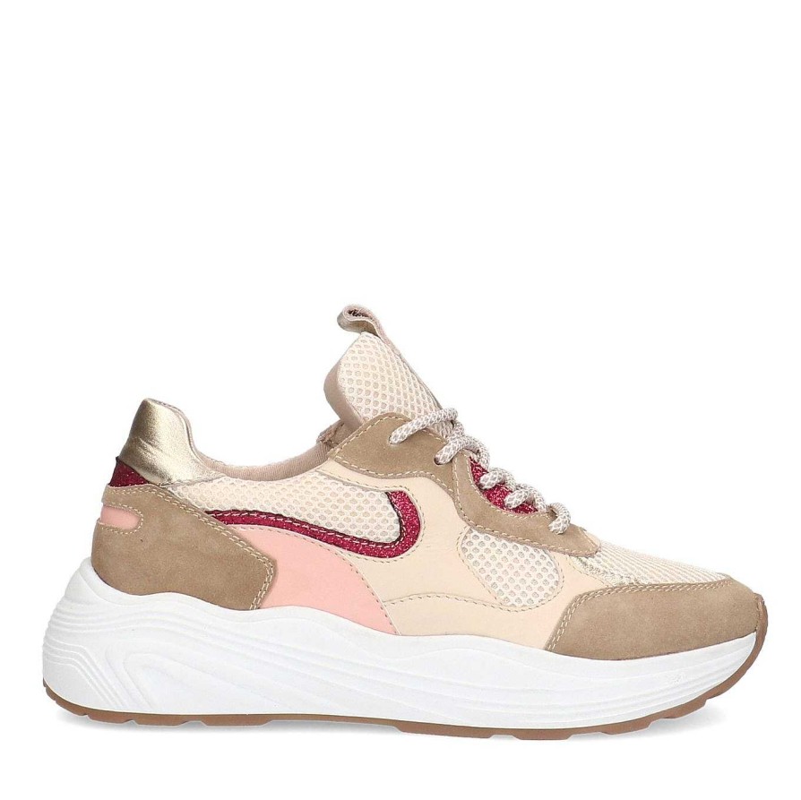 Sacha Suede Sneakers With Details - Beige