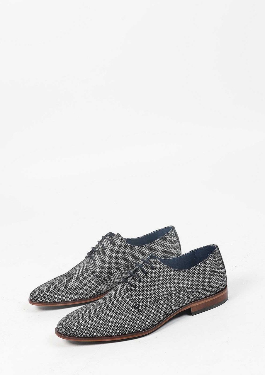 Sacha Lace-Up Leather Shoes With Pattern - Blue