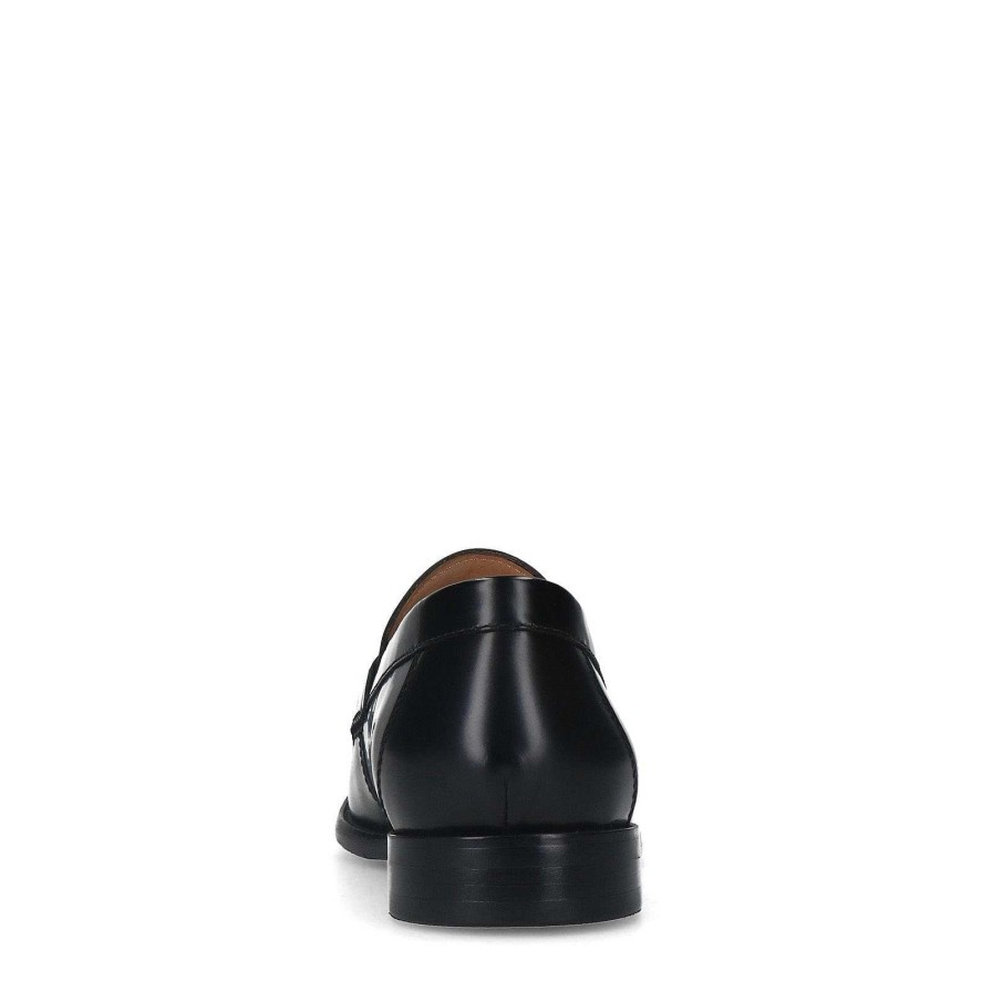 Sacha Leather Penny Loafers - Black