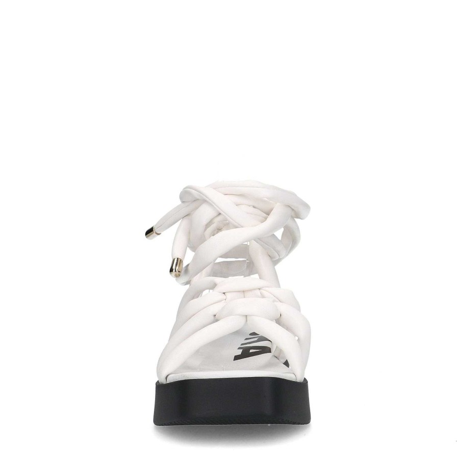 Sacha Platform Sandals With Tie Laces - White