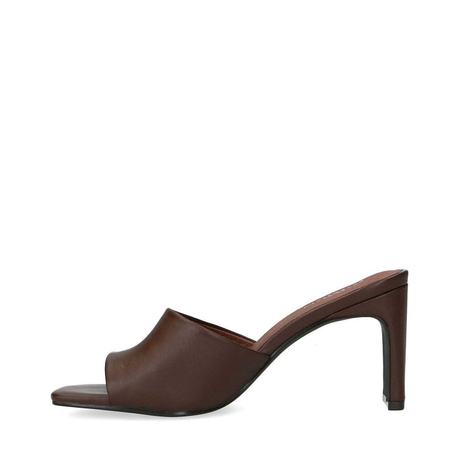 Sacha Synthetic Mules With Heel - Dark Brown