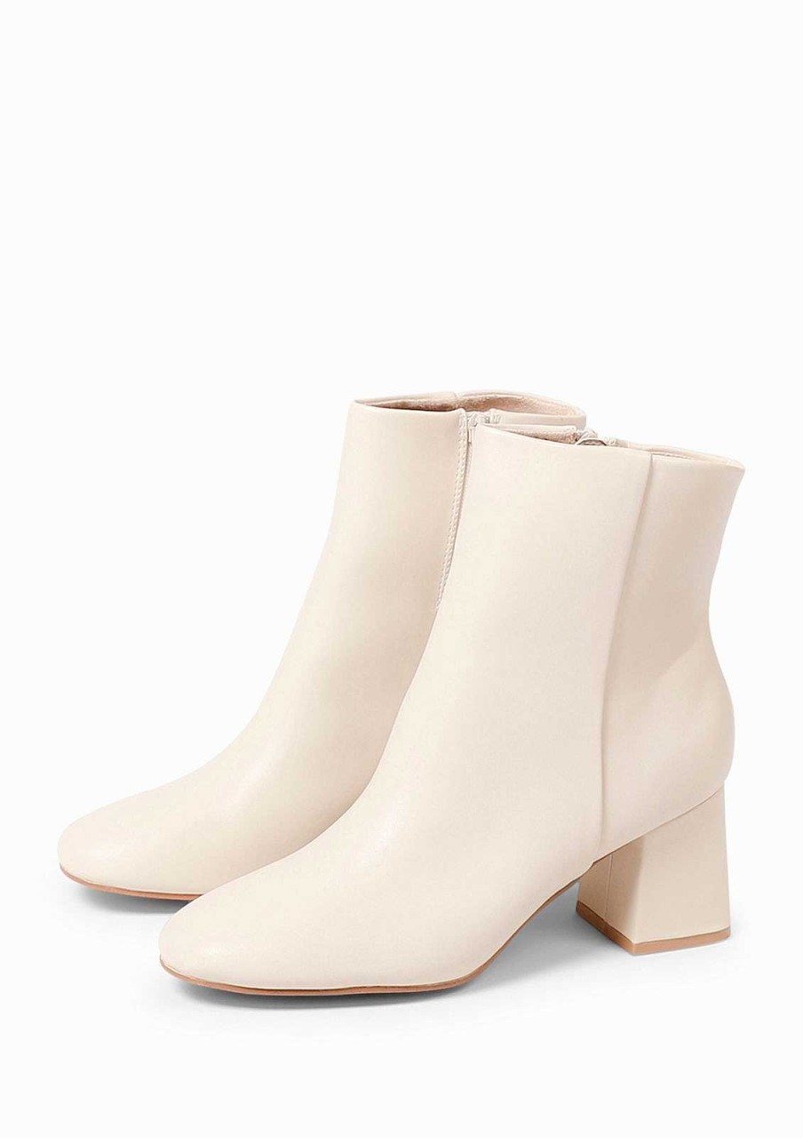 Sacha Cuban Heel Ankle Boots - Off White